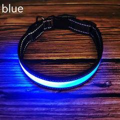 Reflective LED Dog Collar w/ Leather & Ribbon Design