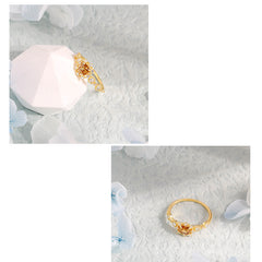 S925 Silver Gold Plated Natural Garnet Ring