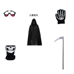 Adult Grim Reaper Black Cloak Costume Set