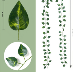 12pcs Artificial Green Leaf Hanging Vine