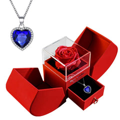 Christmas Heart & Rose Jewelry Box with Necklace