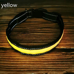 Reflective LED Dog Collar w/ Leather & Ribbon Design