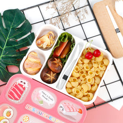 Cute Japanese Plastic Bento Lunch Box with Utensils