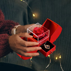Christmas Heart & Rose Jewelry Box with Necklace