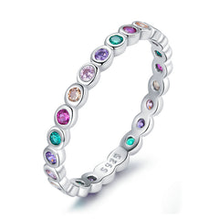 S925 Silver Colorful Zircon Rainbow Ring